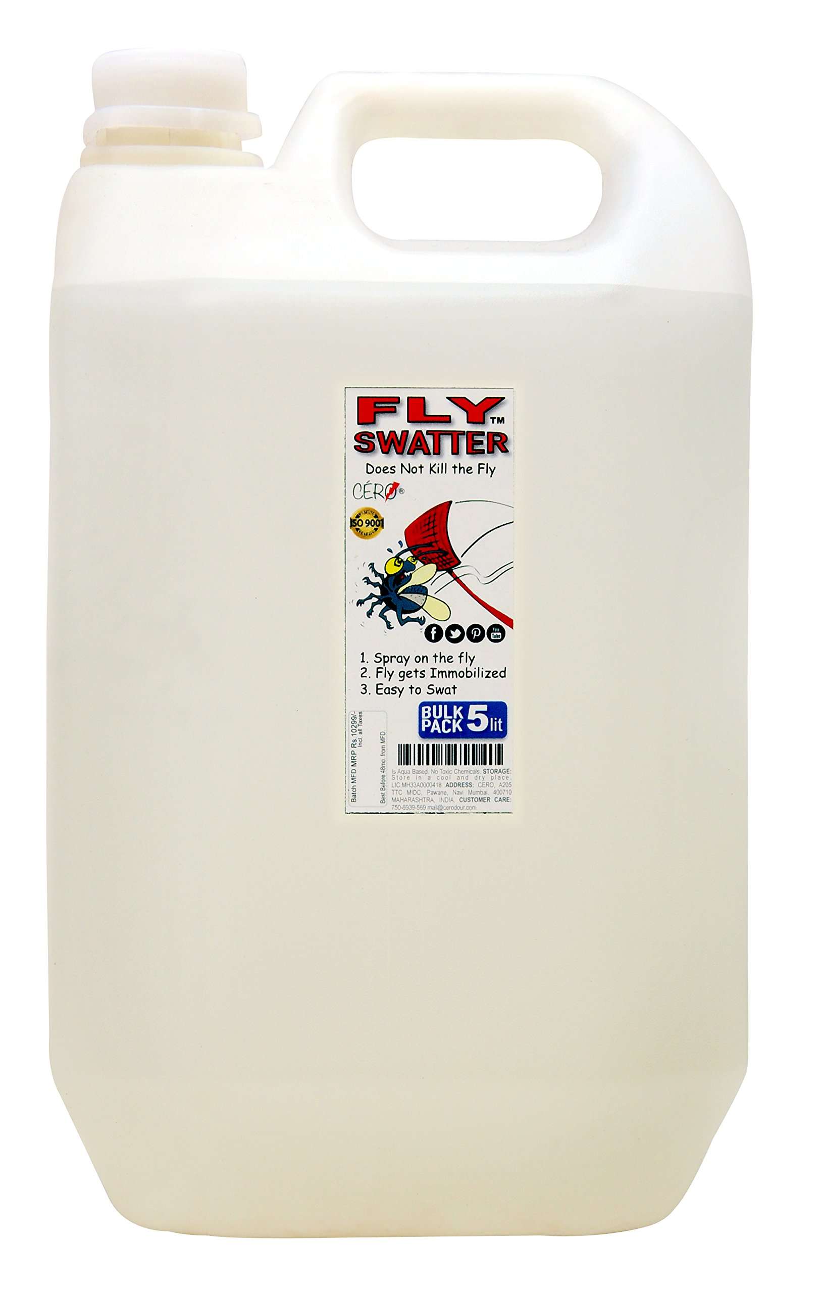 CERO FLY SWATTER Easiest Solution to House Flies, Makes flies slow and easy to Swat BULK REFILL (5 Lit)