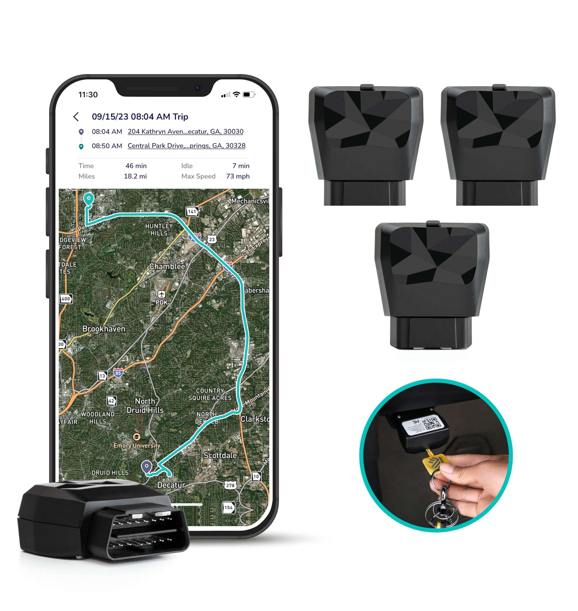 Kayo Business Fleet, GPS Tracker for Vehicles, 4G LTE & 5G, Real-Time GPS Tracking, 14-Day Free Trial, Simple Activation, Simple Plug-in Car GPS Tracker (Pack of 3)