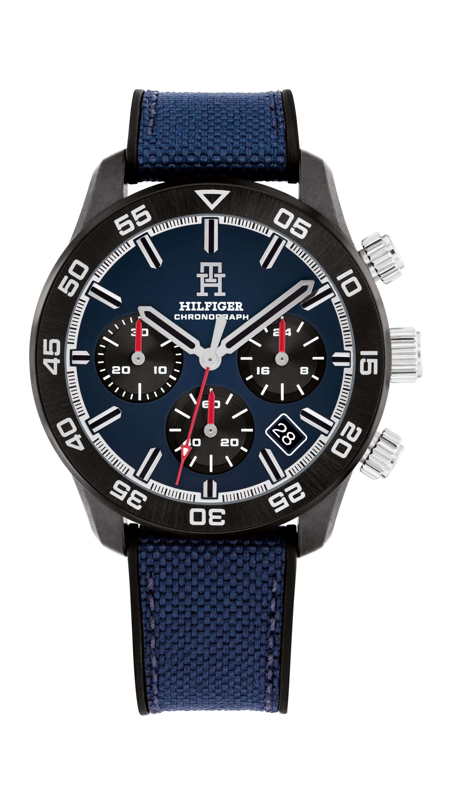 Tommy Hilfiger Men's Chronograph Watch - Cordura Strap with Silicone Backing - 5 ATM Water Resistance - Bold, Stylish Timepiece - Gift for Him - 42mm
