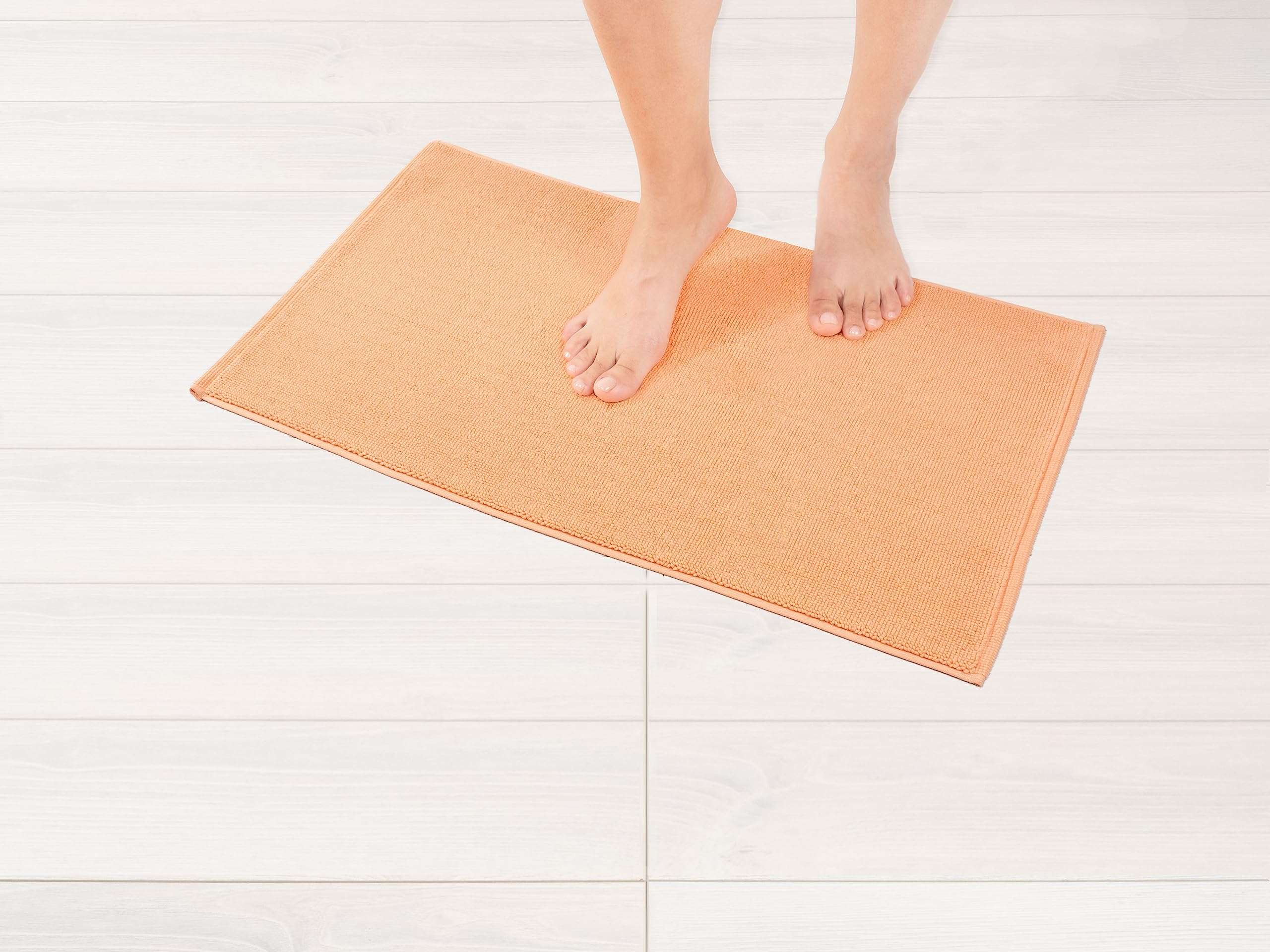 American Soft Linen Bath Rug, 17 in 24 in 100% Cotton Bath Mats Rugs for Bathroom, Slip Reducer Washable Shaggy Form Area Rugs, Malibu Bath Rug