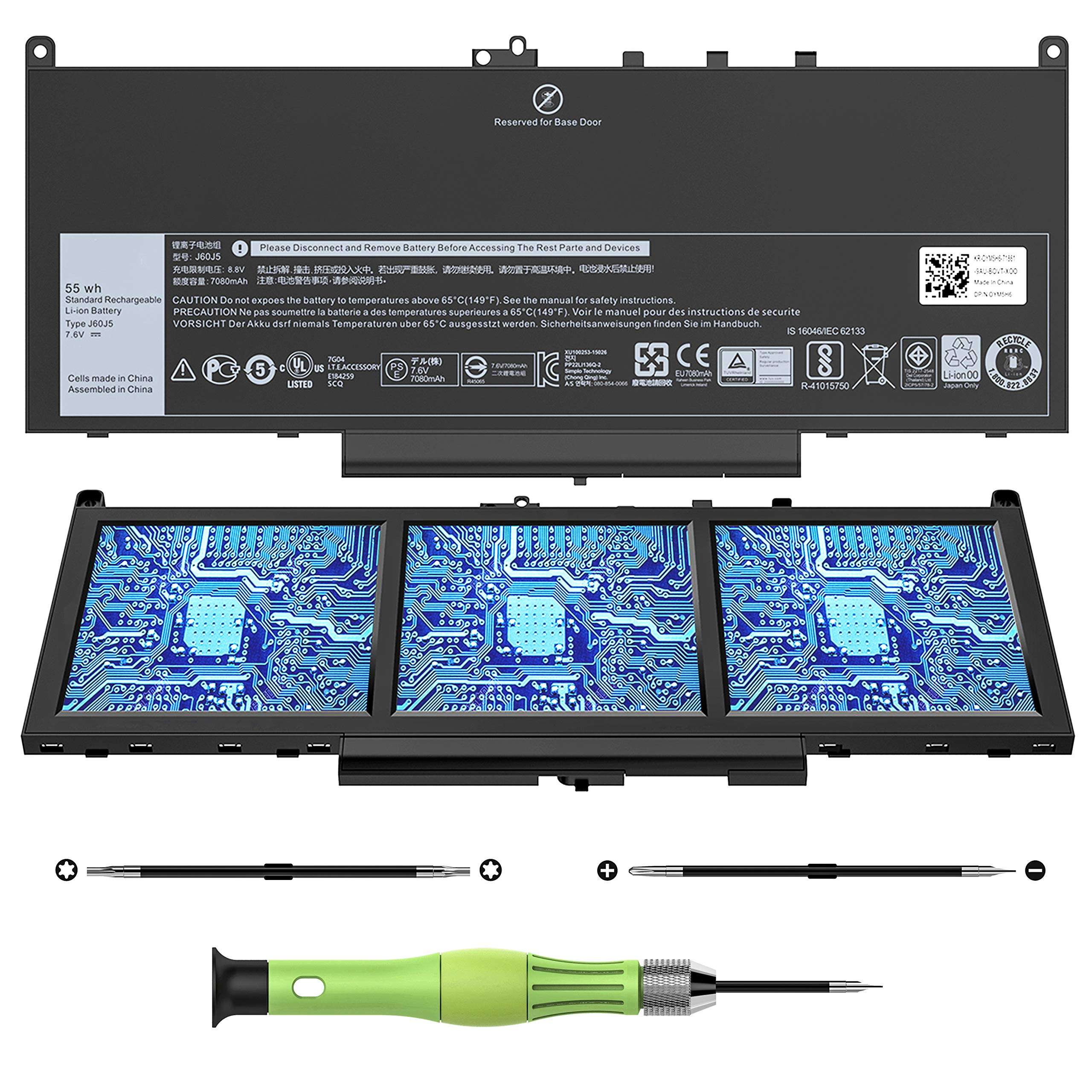 CREATESTAR J60J5 Laptop Battery for Dell Latitude E7270 E7470 Series Notebook MC34Y 0MC34Y R1V85 451-BBSX 451-BBSY 451-BBSU 242WD PDNM2. 7080mAh